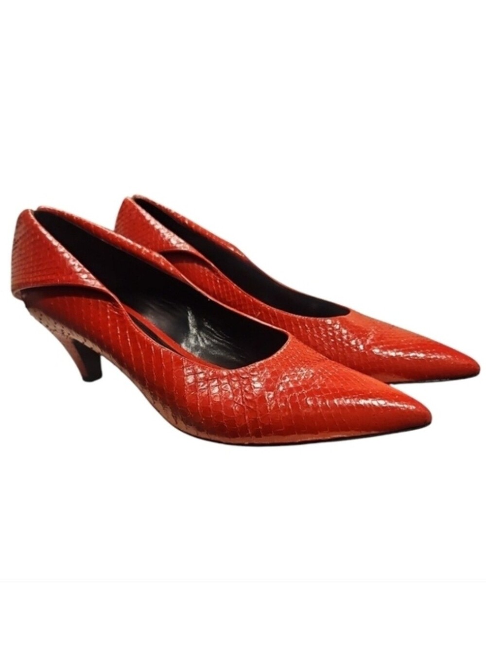 CALVIN KLEIN 205W39NYC | Red Snakeskin Kitten Heels US 10